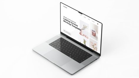 موکاپ لپ تاپ سیلور با کیفیت عالی و لایه باز ۰۰۴۸